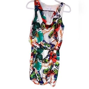 NEW YORK & COMPANY Sleeveless Colorful  Cowl Neck Mini Dress XS